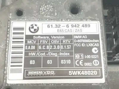 Pezzo di ricambio per auto di seconda mano portacarta / lettore chiave per bmw 7 (e65, e66, e67) 730 d riferimenti oem iam 61326942489  6943828