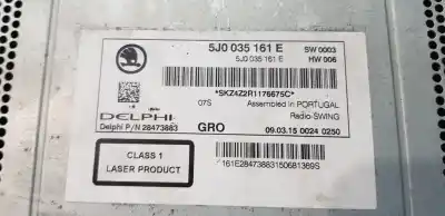 Автозапчастина б/у аудіо система / радіо cd для skoda rapid (nh) (07.2012->) 1.6 active [1.6 ltr. - 77 kw tdi dpf] посилання на oem iam 5j0035161e  