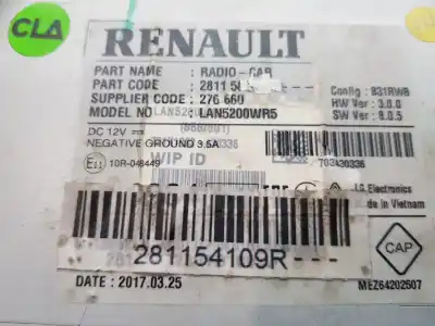 Second-hand car spare part multifunction display for renault captur techno oem iam references 281156367r  281154109r