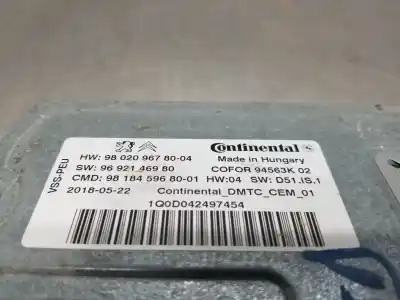 Second-hand car spare part start/stop control unit for citroen spacetourer autobus oem iam references 9802096780  