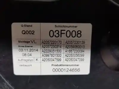 Second-hand car spare part driver left window regulator for mercedes-benz clase c (w205) lim. c 220 cdi bluetec (205.004) oem iam references a2057209111  