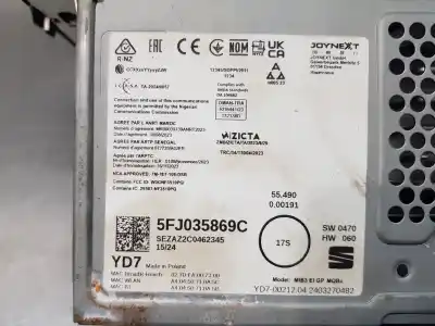 Second-hand car spare part multifunction display for seat arona style oem iam references 5fj035869c  