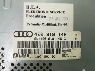 Second-hand car spare part audio system / radio cd for audi a8 (4e) ase oem iam references 4e0919146  
