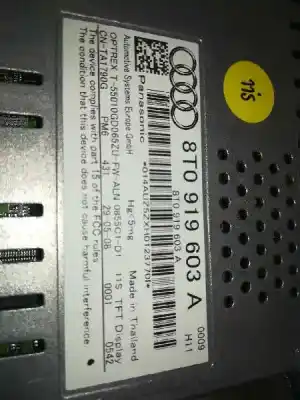 Second-hand car spare part multifunction display for audi a4 b8 (8k2) 2.0 tdi oem iam references 8t0919603a  