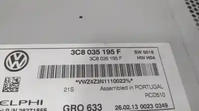 Second-hand car spare part audio system / radio cd for volkswagen passat b7 (362) 1.6 tdi oem iam references 3c8035195f  