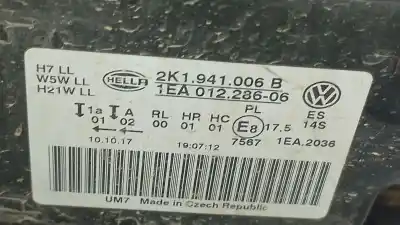 Second-hand car spare part right headlight for volkswagen caddy profesional (sa) (03.2015) dfs oem iam references 2k1941006b  