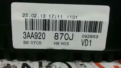 Автозапчастина б/у панель інструментів для volkswagen passat b7 (362) 1.6 tdi посилання на oem iam 3aa920870j  