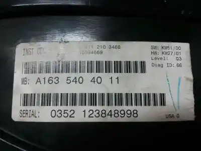 Pezzo di ricambio per auto di seconda mano pannello degli strumenti per mercedes-benz clase ml (bm 163) d612963 riferimenti oem iam a1635404011  