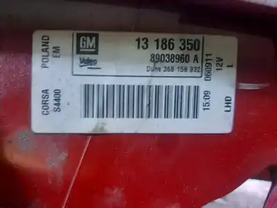Second-hand car spare part left tailgate light for opel corsa d corsavan oem iam references 13186350  89038960
