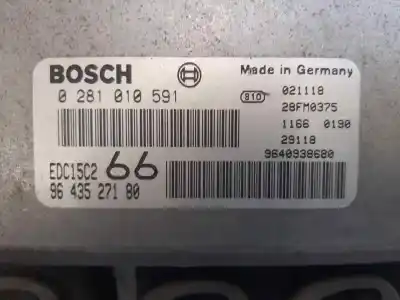 Peça sobressalente para automóvel em segunda mão Centralina De Motor Uce por CITROEN JUMPY 2.0 HDi SX Furg. Referências OEM IAM 9643527180 9640938680 0281010591