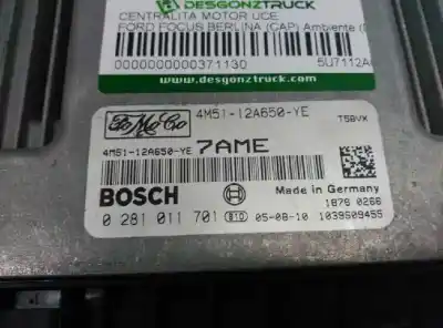 Second-hand car spare part ecu engine control for ford focus berlina (cap) ambiente (d) oem iam references 4m5112a650ye  0281011701 - bosch