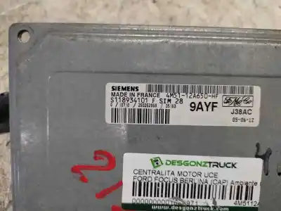 Second-hand car spare part ecu engine control for ford focus berlina (cap) ambiente (d) oem iam references 4m5112a650hf  s118934101f