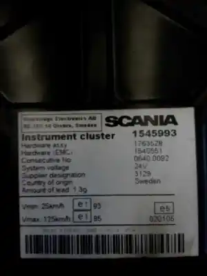 Pezzo di ricambio per auto di seconda mano pannello degli strumenti per scania serie p/g/r (c-clase) fg 420 (4x2) corto cp 13 / 14 b riferimenti oem iam 1545993 1763535 17640551