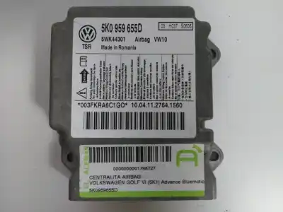 Pièce détachée automobile d'occasion Boitier De Commande D'airbag pour VOLKSWAGEN GOLF VI (5K1) CAY Références OEM IAM 5K0959655D  