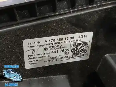 Автозапчастина б/у центральний подлокник для mercedes clase gla (w156) gla 200 cdi edition 1 (156.908) 136 cv / 100 kw посилання на oem iam a1766801200 did0000102423 / 4917605 / q02 / 30003 1246008a / 3d16 / w176mko