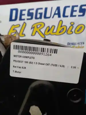 Pezzo di ricambio per auto di seconda mano motore completo per peugeot 106 (s2) 1.5 diesel cat (tud5 / vjx) riferimenti oem iam vjx  