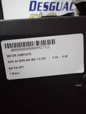 Peça sobressalente para automóvel em segunda mão motor completo por audi a4 berlina (b5) motor 1.8 ltr. - 92 kw 20v referências oem iam apt  