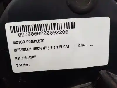 Second-hand car spare part complete engine for chrysler neon (pl) 2.0 16v oem iam references 420h  
