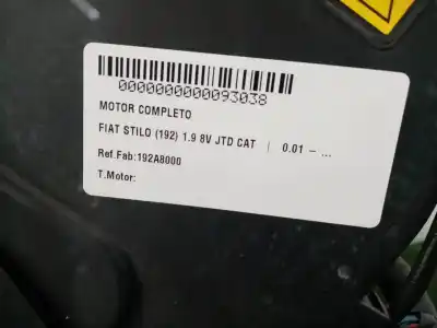 Pezzo di ricambio per auto di seconda mano motore completo per fiat stilo (192) 1.9 120 dynamic multijet riferimenti oem iam 192a8000  