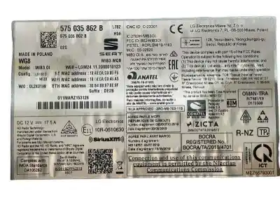 Peça sobressalente para automóvel em segunda mão sistema de áudio / rádio cd por seat ateca (kh7, khp) 1.0 tsi referências oem iam 575035862b  575035862m