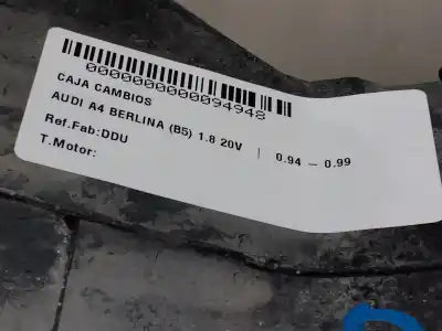 Peça sobressalente para automóvel em segunda mão caixa de velocidades por audi a4 berlina (b5) motor 1.8 ltr. - 92 kw 20v referências oem iam ddu  
