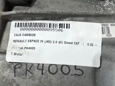 Second-hand car spare part gearbox for renault espace iv (jk0) 2.0 dci diesel cat oem iam references pk4005  