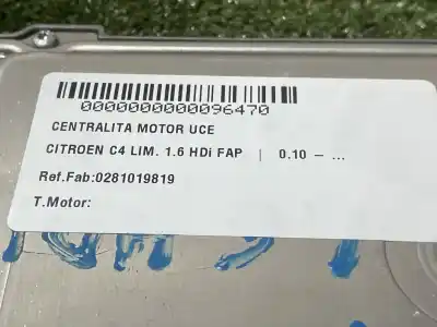 Pezzo di ricambio per auto di seconda mano centralina motore per citroen c4 lim. 1.6 hdi fap riferimenti oem iam 0281019819  0281019819