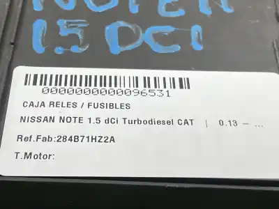 Peça sobressalente para automóvel em segunda mão caixa de fusíveis e relés por nissan note (e11e) 1.5 dci turbodiesel cat referências oem iam 284b71hz2a  284b71hz2a