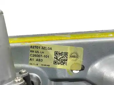 Second-hand car spare part rear left window regulator for nissan pulsar (c13) 1.2 16v cat oem iam references 827013zl0a  