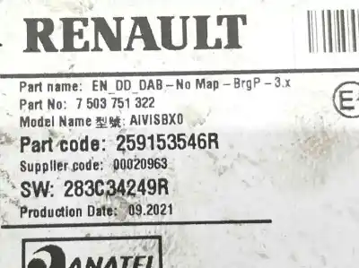 Автозапчастина б/у аудіо система / радіо cd для renault clio v 1.6 e-tech hybrid cat посилання на oem iam 259153546r 259154610r 28c34249r