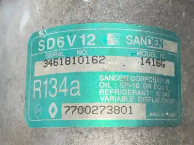 Автозапчастина б/у компресор кондиционера для renault kangoo (f/kc0) 1.5 dci diesel посилання на oem iam 7700273801 1416g 