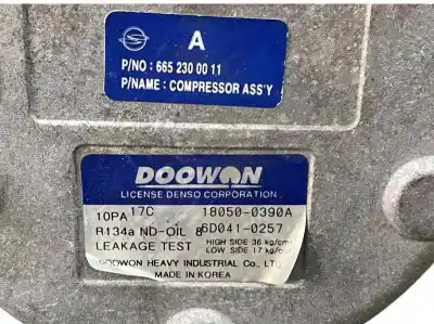 Second-hand car spare part air conditioning compressor for ssangyong rodius 2.7 turbodiesel cat oem iam references 6652300011 6d0410257 180500390a