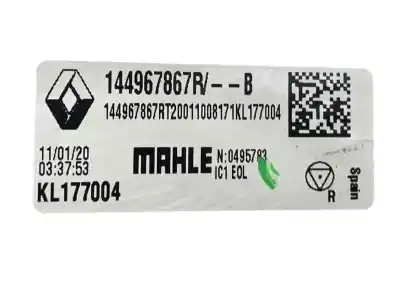 Автозапчастина б/у інтеркулер для renault megane iv berlina 5p 1.5 dci diesel fap energy посилання на oem iam 144967867r  kl177004