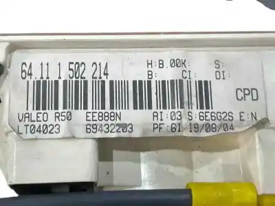 Pezzo di ricambio per auto di seconda mano controllo riscaldamento / aria condizionata per mini mini (r50,r53) one riferimenti oem iam 64111502214 1502214 64111502212