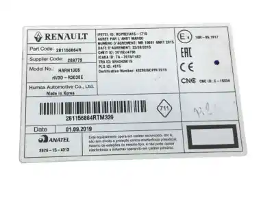 Автозапчастина б/у аудіо система / радіо cd для dacia dokker 1.6 sce cat bibalent gasolina / lpg посилання на oem iam 281156864r harn1005 280217486r