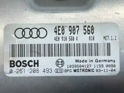 Автозапчастина б/у ебу контролер двигуна для audi a8 (4e2) 4.2 quattro посилання на oem iam 4e0910560k 0261208493 4e0907560 Автозапчастина б/у ебу контролер двигуна для audi a8 (4e2) 4.2 quattro посилання на oem iam 4e0910560k 0261208493 4e0907560
