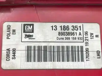 Second-hand car spare part right tailgate light for opel corsa d 1.3 16v cdti oem iam references 13186351  89038961a