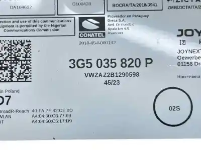 Second-hand car spare part audio system / radio cd for volkswagen t-roc (a11, d11) 2.0 tdi oem iam references 3g5035820p  3g5035820r