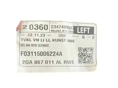 Автозапчастина б/у оббірка передніх дверей ліва для volkswagen t-roc (a11, d11) 2.0 tdi посилання на oem iam 2ga867011  2ga867009