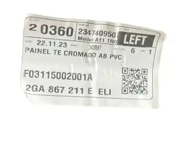 Автозапчастина б/у обкітка задніх лівіх дверей для volkswagen t-roc (a11, d11) 2.0 tdi посилання на oem iam 2ga867211e  2ga867209a