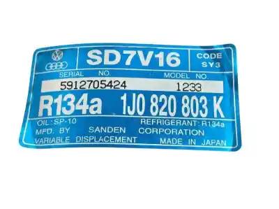 Автозапчасти б/у компрессор кондиционера воздуха за seat leon (1m1) 1.9 tdi ссылки oem iam 1j0820803k 1j0820803l 1233