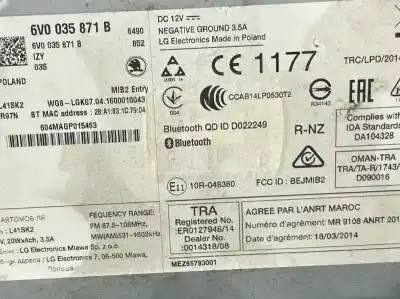 Автозапчастина б/у аудіо система / радіо cd для skoda fabia iii (nj3) 1.4 tdi посилання на oem iam 6v0035871b  