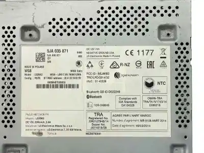 Автозапчасти б/у аудиосистема / радио cd за skoda rapid spaceback (nh1) 1.6 tdi ссылки oem iam 5ja035871  