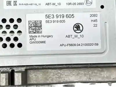 Second-hand car spare part multifunction display for skoda octavia iv (nx3, nn3) 1.5 tsi oem iam references 5e3919605  