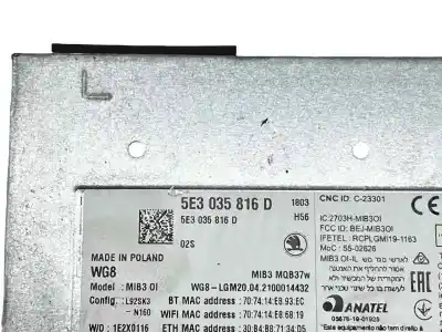 Piesă de schimb auto la mâna a doua sistem audio / cd radio casetofon pentru skoda octavia iv (nx3, nn3) 1.5 tsi referințe oem iam 5e3035816d  