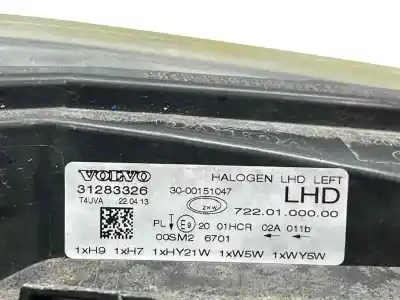 Second-hand car spare part left headlight for volvo v40 2.0 diesel cat oem iam references 31283326  31420003