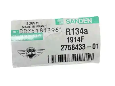 Peça sobressalente para automóvel em segunda mão compressor de ar condicionado a/a a/c por mini mini (r56) 1.6 16v diesel cat referências oem iam 2758433 64529223392 1914f
