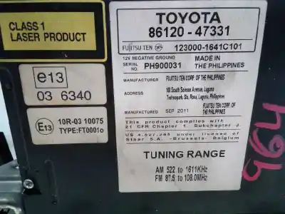Автозапчасти б/у аудиосистема / радио cd за toyota prius (zvw30) 2zr ссылки oem iam 8612047331  