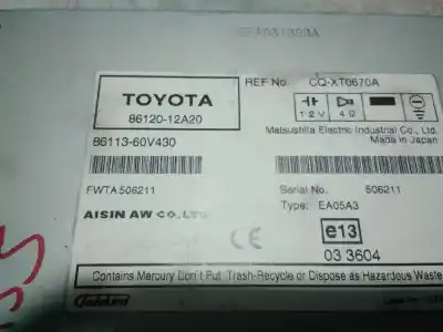 Second-hand car spare part gps navigation system for toyota auris (e15) 1ad oem iam references 8612012a20  