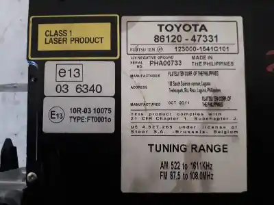 Автозапчасти б/у аудиосистема / радио cd за toyota prius (zvw30) 2zr ссылки oem iam 8612047331  
